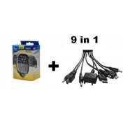 Combo Of Ambipur Car A/c Vent Air Freshener Vaniila Bouquet Kit+ 9 in 1 Car Charger, multicolor