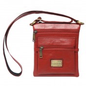 Unisex-Genuine Leather  Red Sling Cross Bag